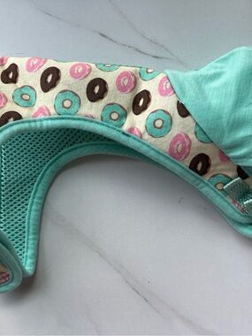 Mint Donut Print puppy /small breed harness with hood